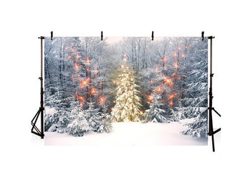 Snow Background Christmas Tree Decoration Backdrop Christmas Backdrop IBD-H19153
